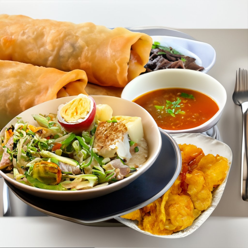 Dinner for 3: Pepper Steak, Sweet & Sour Chicken/Pork, Chicken & Mixed Vegetables – Plus Eggrolls and Egg Drop Soup!